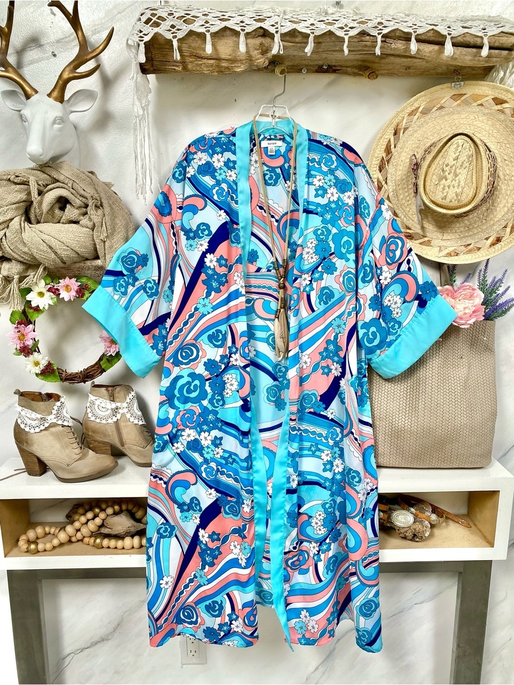 Stunning Gypsy boho duster cover up w resort vacay beach hippy vibe
